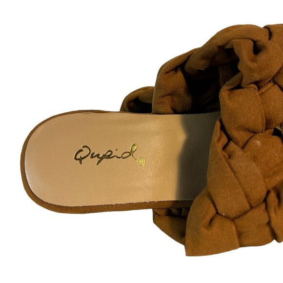 Brown Suede Pointed-Toe Braided Slip-On Mules Size 7 By Qupid - Picture 3 of 4